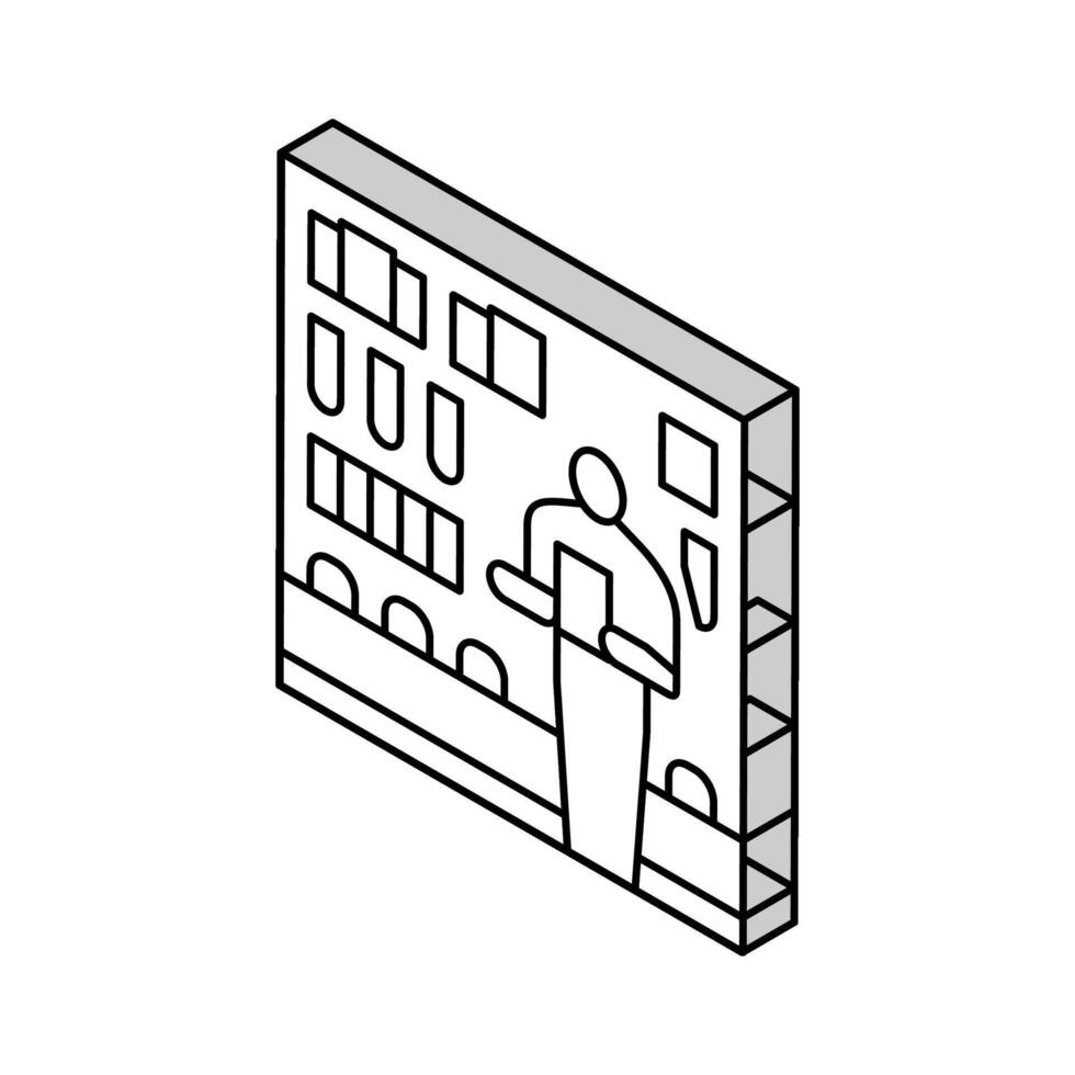 apotek lager apotekare isometrisk ikon vektor illustration