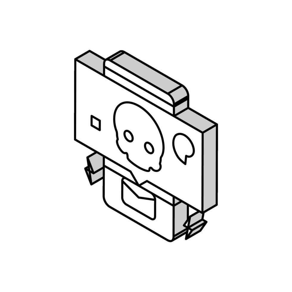 bedrohlich Mitteilungen Cyber-Mobbing isometrisch Symbol Vektor Illustration