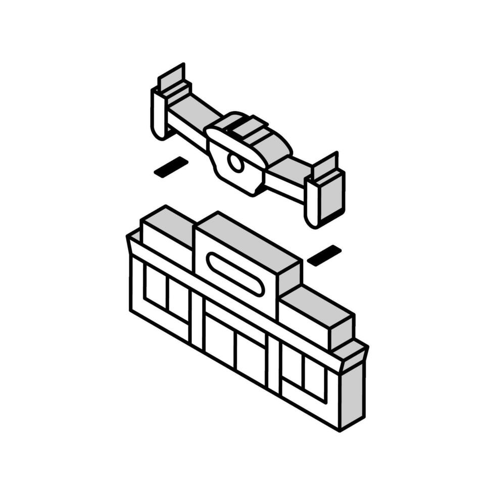 infrastruktur undersökning Drönare isometrisk ikon vektor illustration