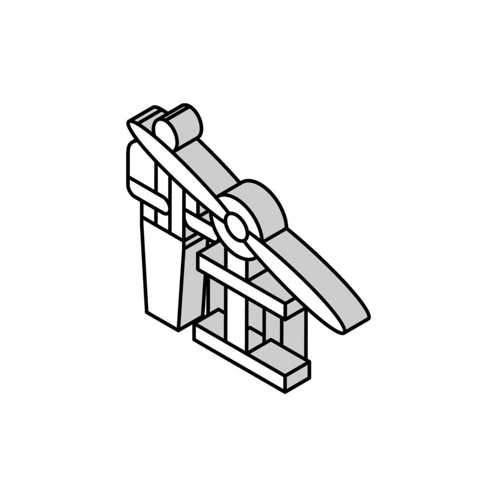 propeller underhåll flygplan isometrisk ikon vektor illustration