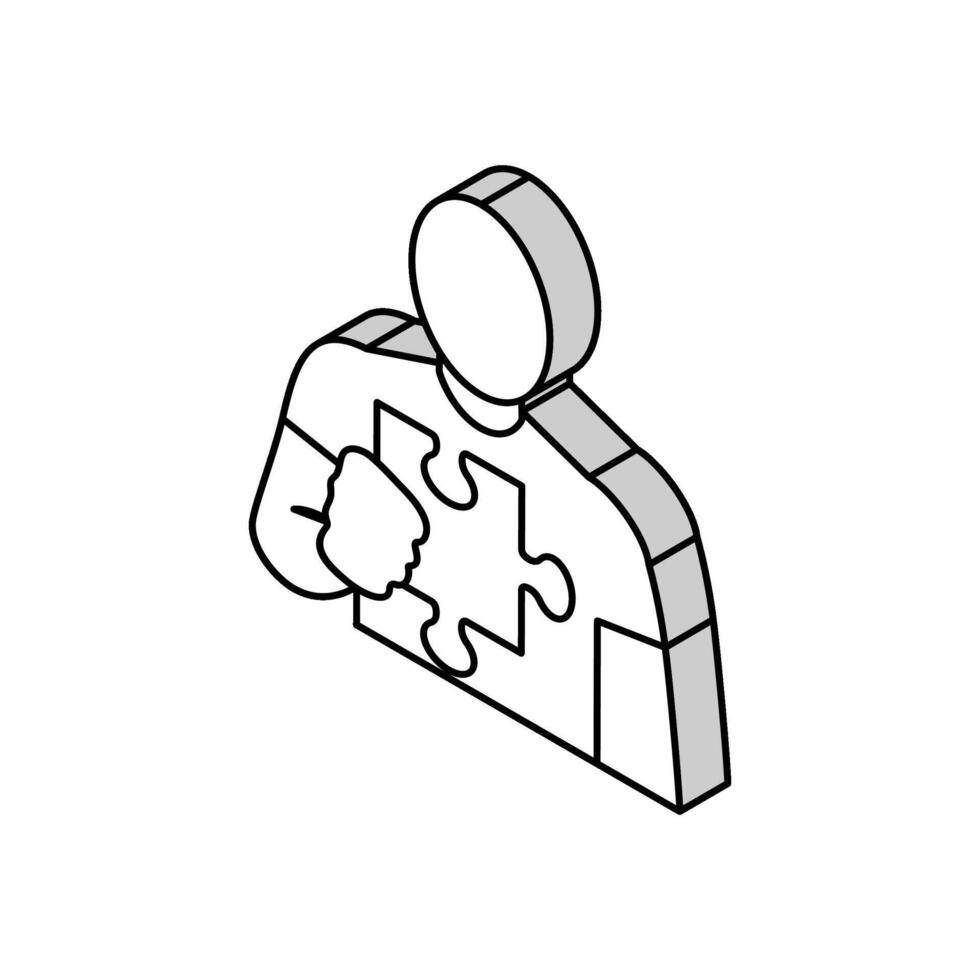 Mensch Geschäft Puzzle isometrisch Symbol Vektor Illustration