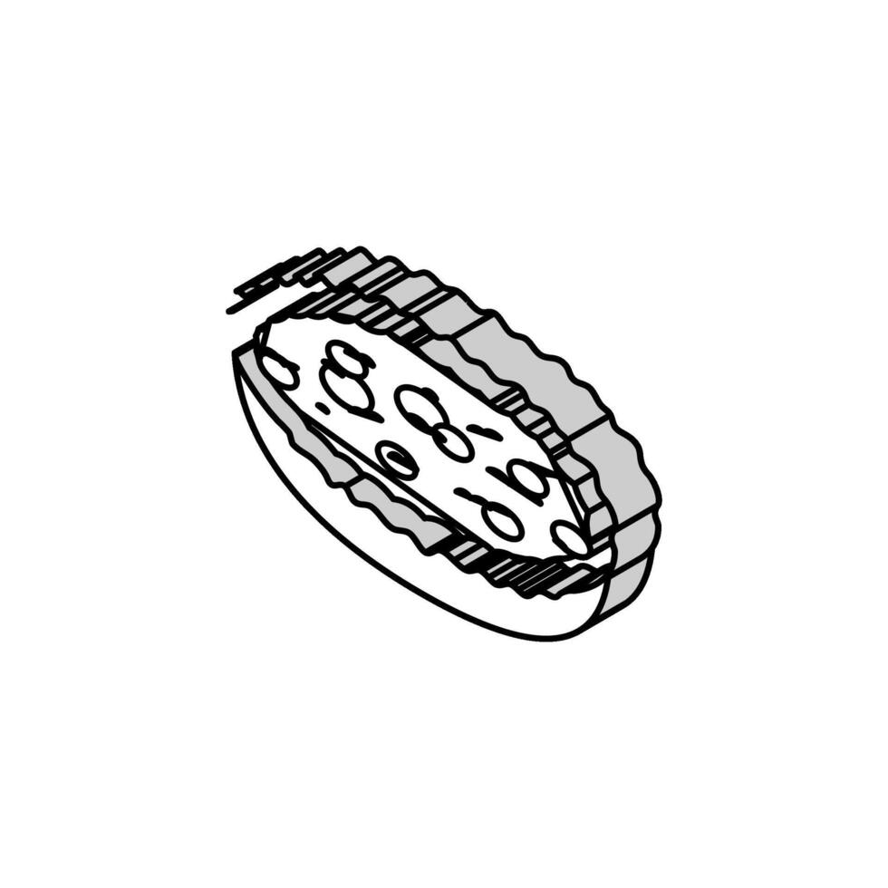 quiche lorraine franska kök isometrisk ikon vektor illustration