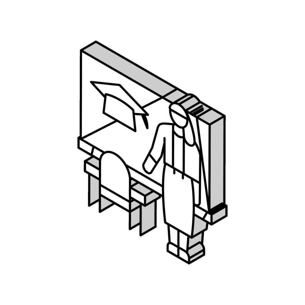 Klassenzimmer Verwaltung primär Schule isometrisch Symbol Vektor Illustration