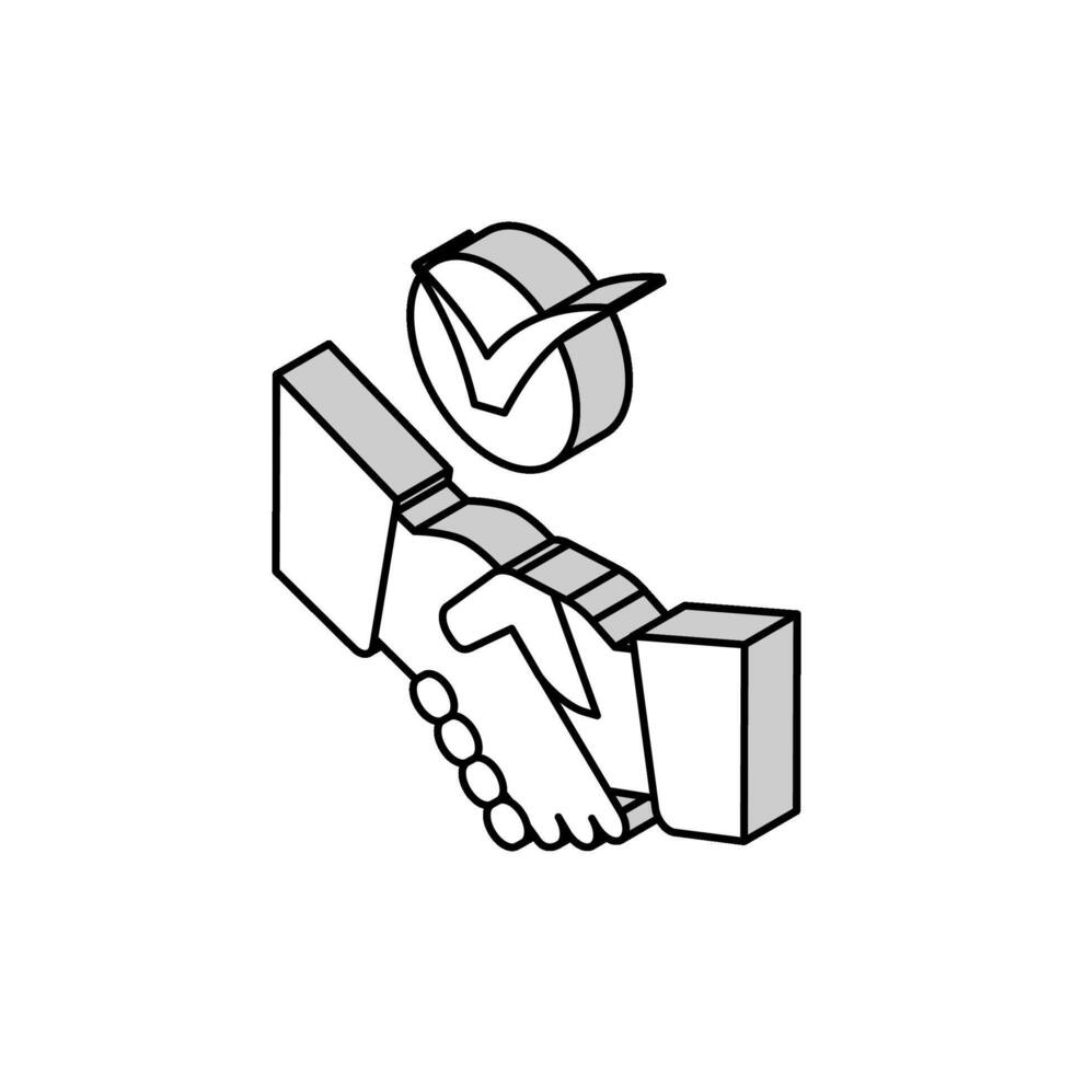 handslag kolla upp mark isometrisk ikon vektor illustration