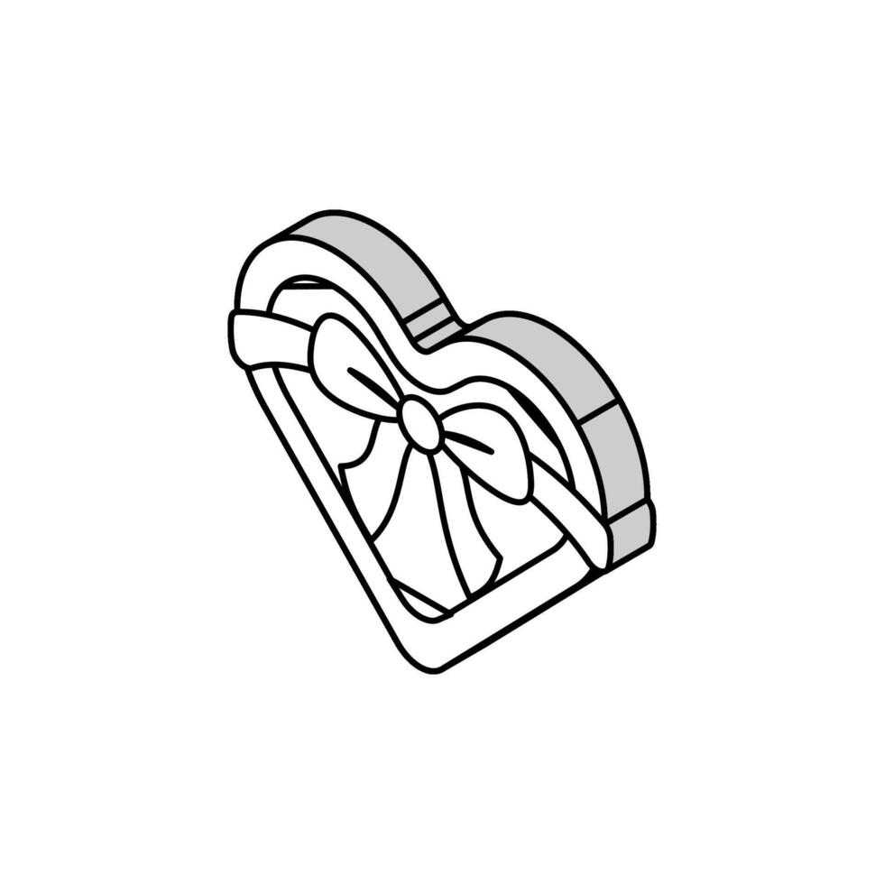 hjärta gåva band rosett isometrisk ikon vektor illustration