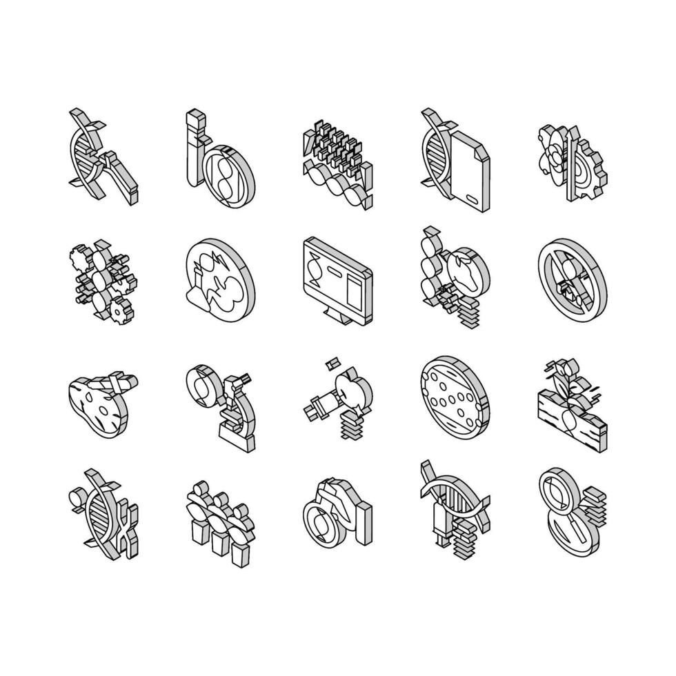 genetisch Ingenieurwesen Sammlung isometrisch Symbole einstellen Vektor Illustration