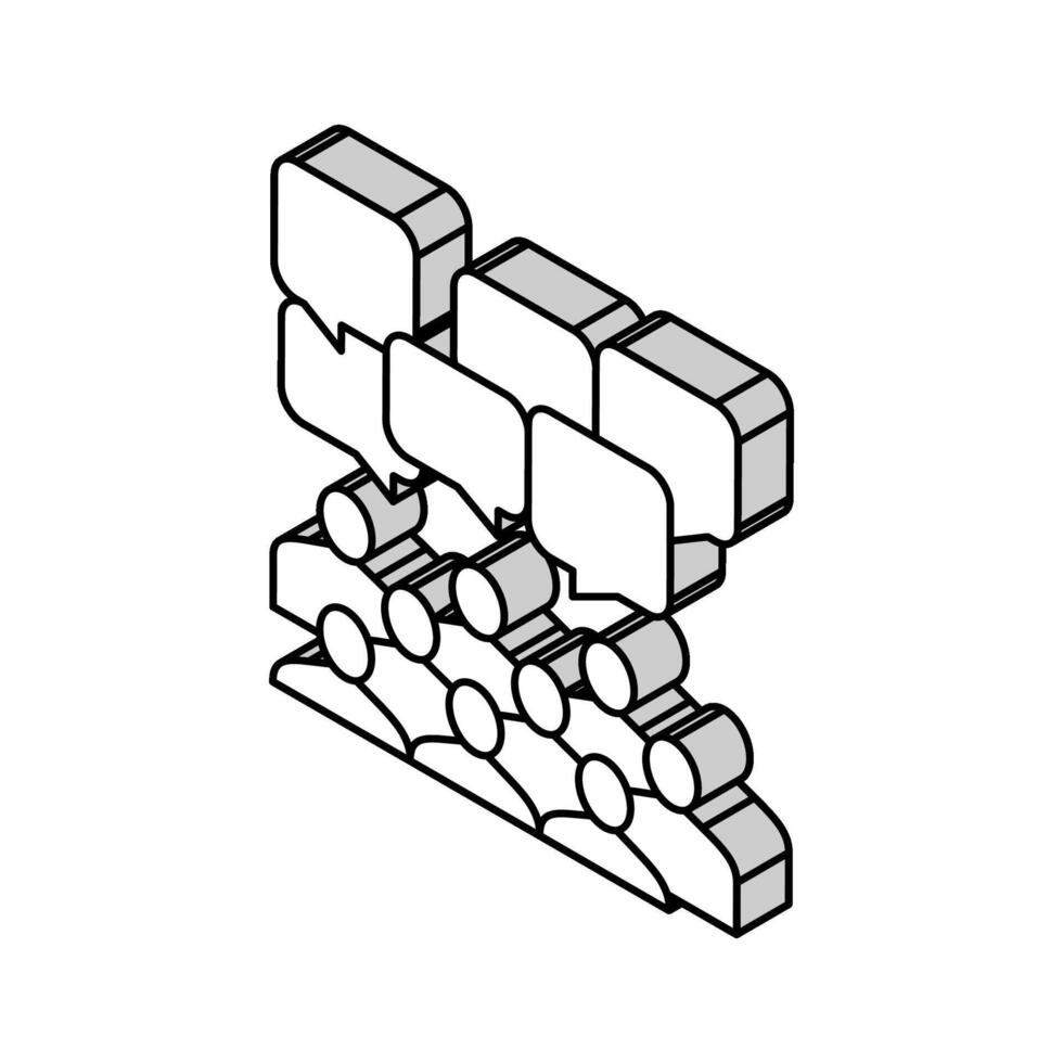 offentlig diskussion på forum isometrisk ikon vektor illustration