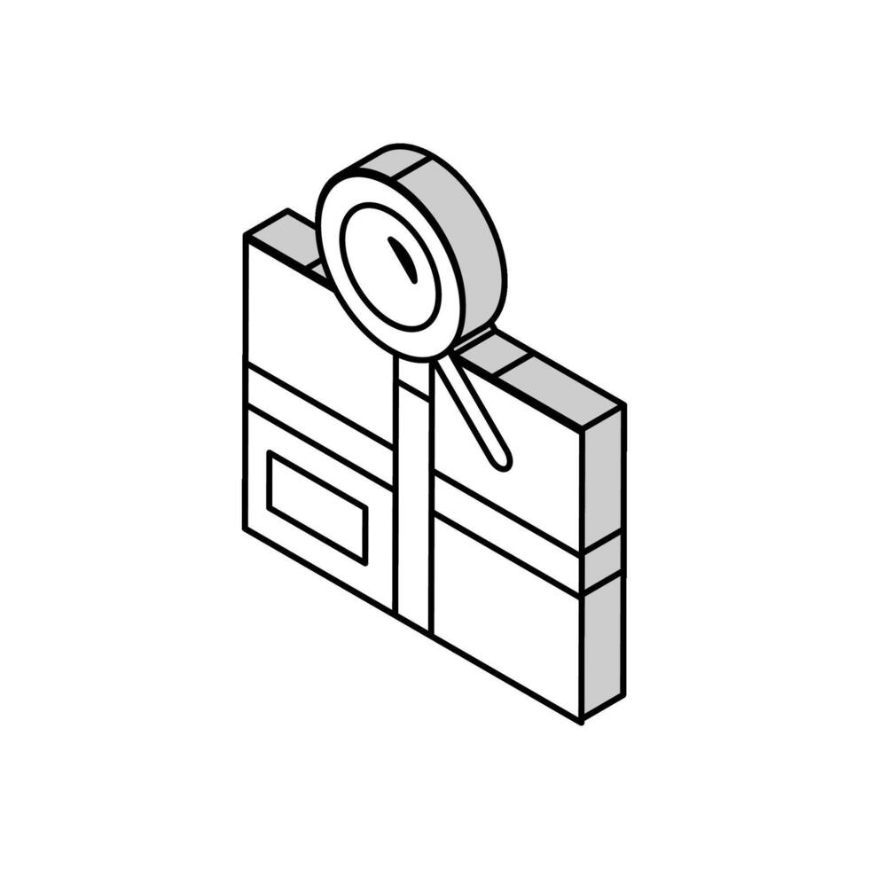 paket Sök förstorande glas isometrisk ikon vektor illustration