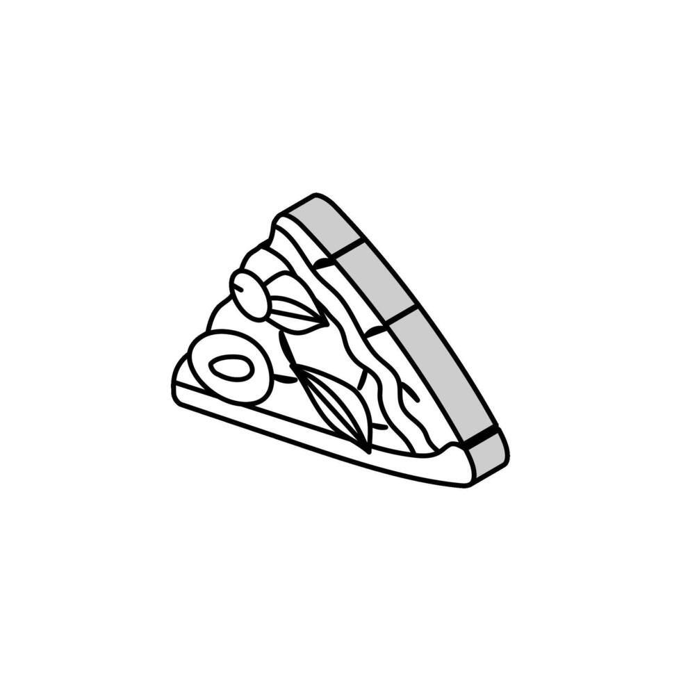 Pizza Scheibe Italienisch Küche isometrisch Symbol Vektor Illustration