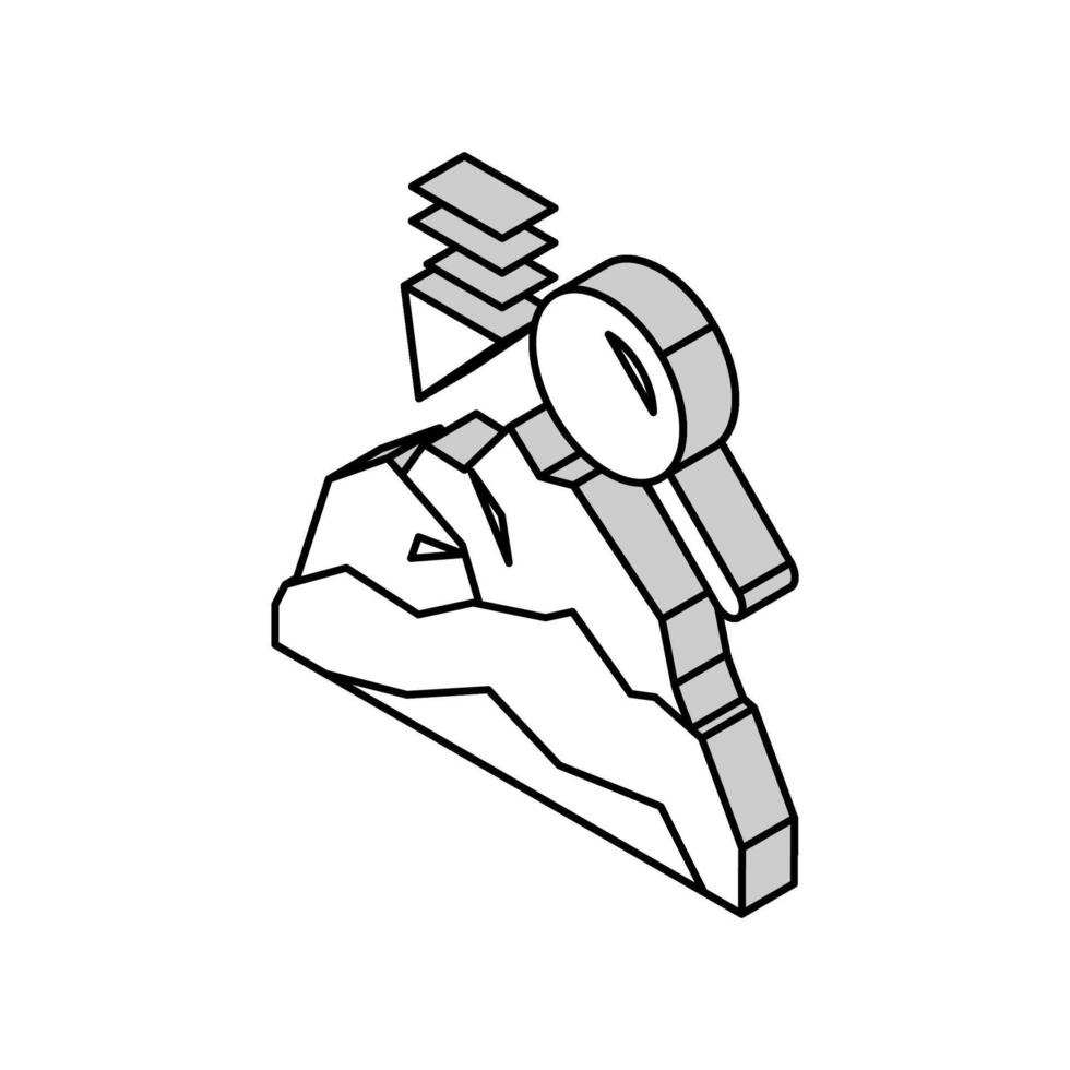 Berg Forschung Mineralien isometrisch Symbol Vektor Illustration