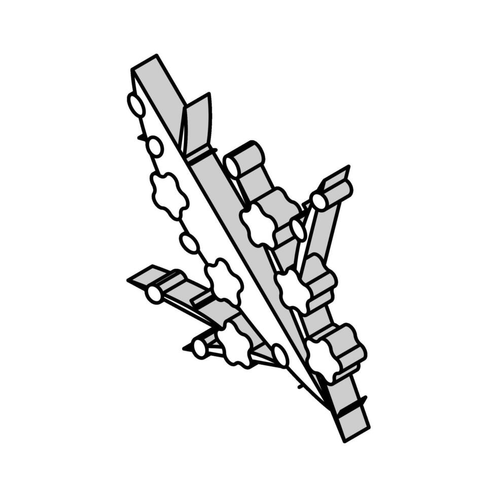 plommon träd gren isometrisk ikon vektor illustration
