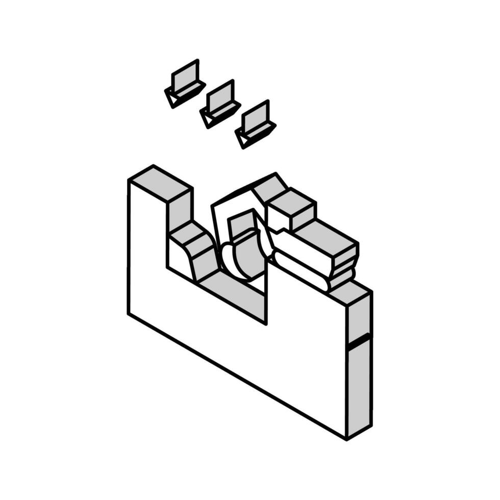 Ausgrabung Grube zum Gebäude isometrisch Symbol Vektor Illustration