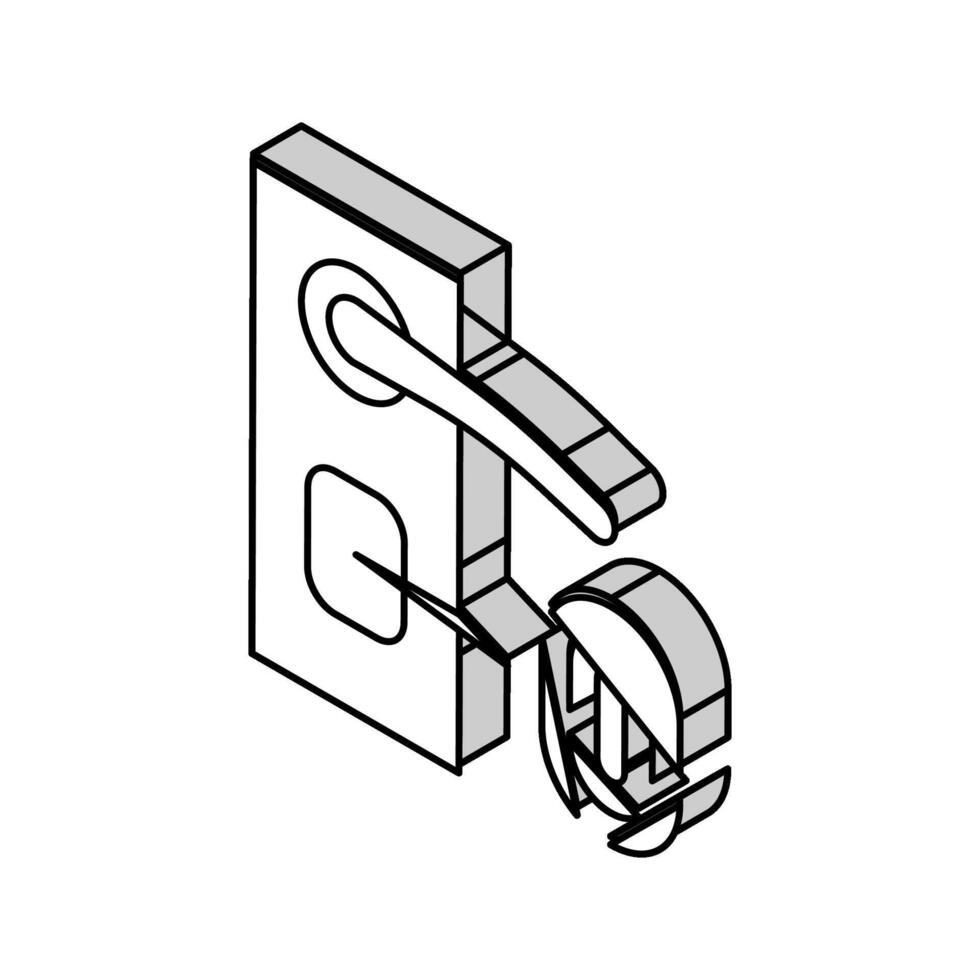 Fingerabdruck Sicherheit System zum öffnen Tür isometrisch Symbol Vektor Illustration