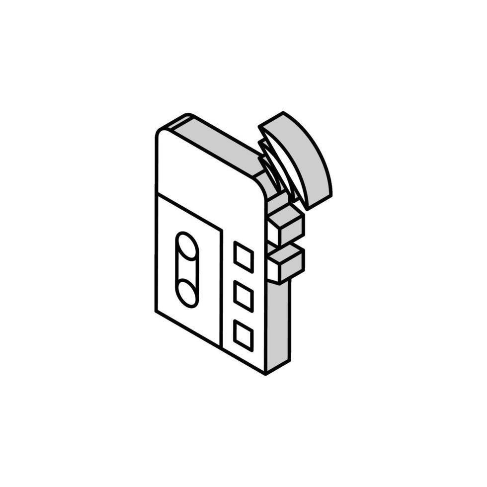 diktafon, röst inspelare grej isometrisk ikon vektor illustration