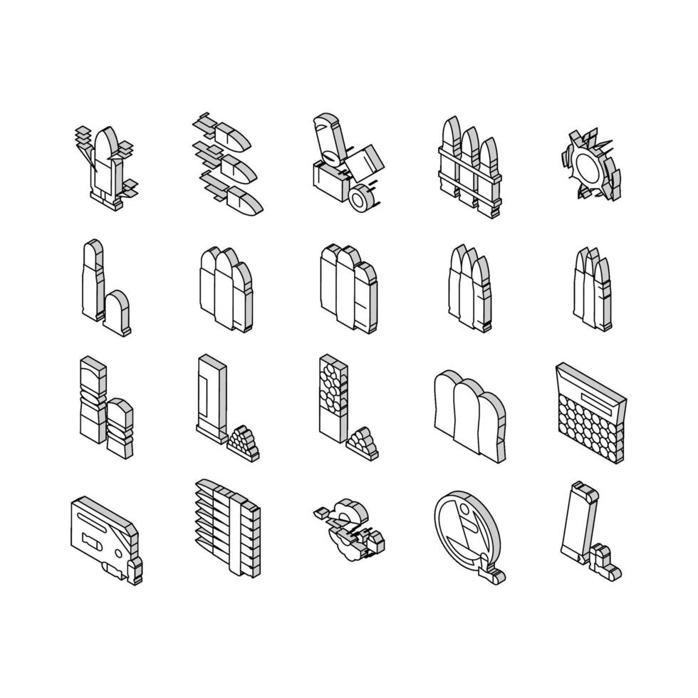 kula ammunition samling isometrisk ikoner uppsättning vektor
