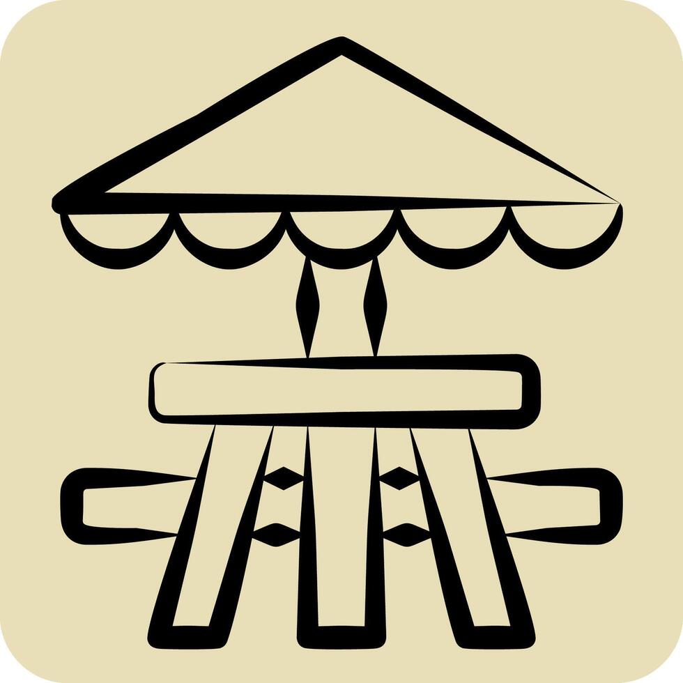 ikon picknick tabell. relaterad till picknick symbol. hand dragen stil. enkel design redigerbar. enkel illustration vektor