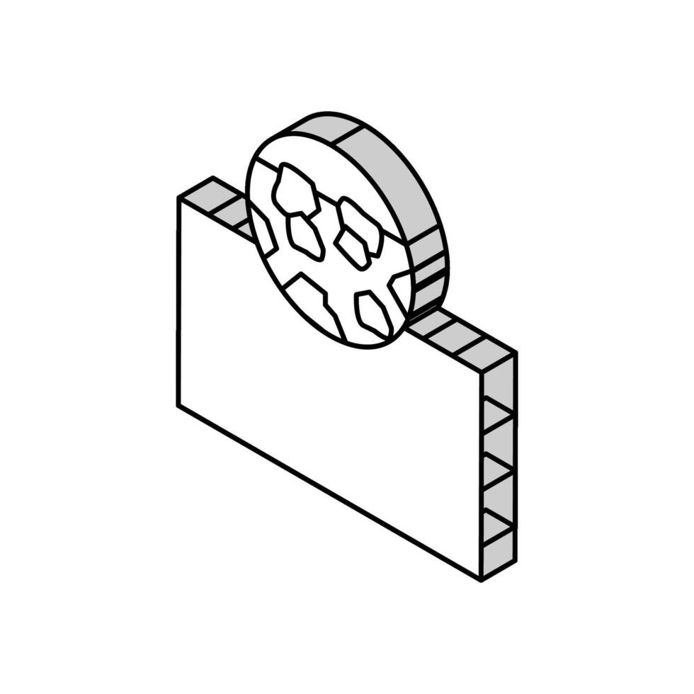 Stiftung Stein Kies Komponente isometrisch Symbol Vektor Illustration