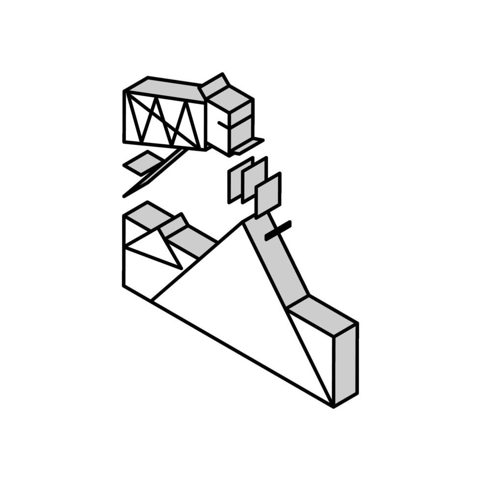 läser in sten maskin torn isometrisk ikon vektor illustration