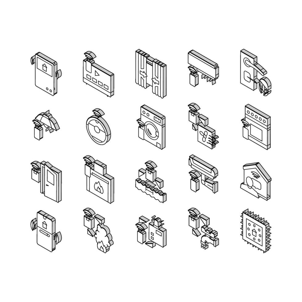 smart Hem Utrustning samling isometrisk ikoner uppsättning vektor