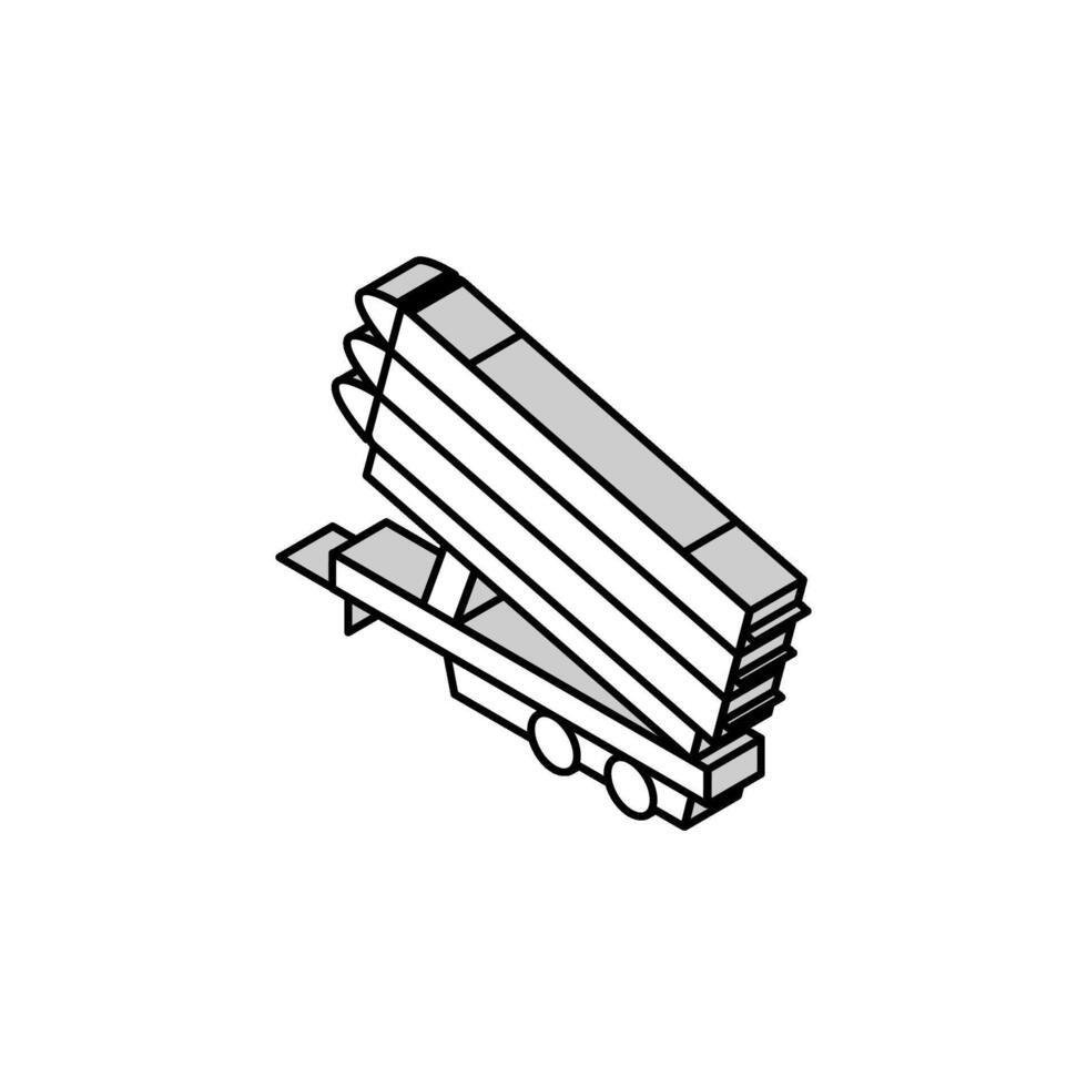 raketer transport trailer isometrisk ikon vektor illustration
