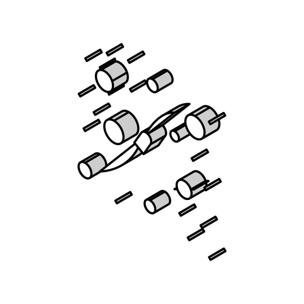 kosmisch Weg zwischen Planeten isometrisch Symbol Vektor Illustration