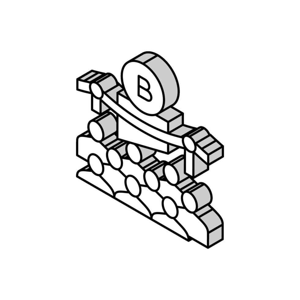 presentation bitcoin isometrisk ikon vektor illustration