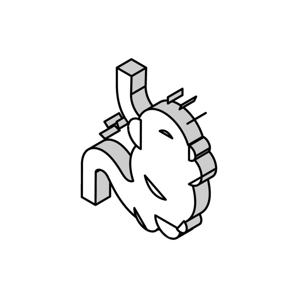 Aufblähen Verdauung System isometrisch Symbol Vektor Illustration