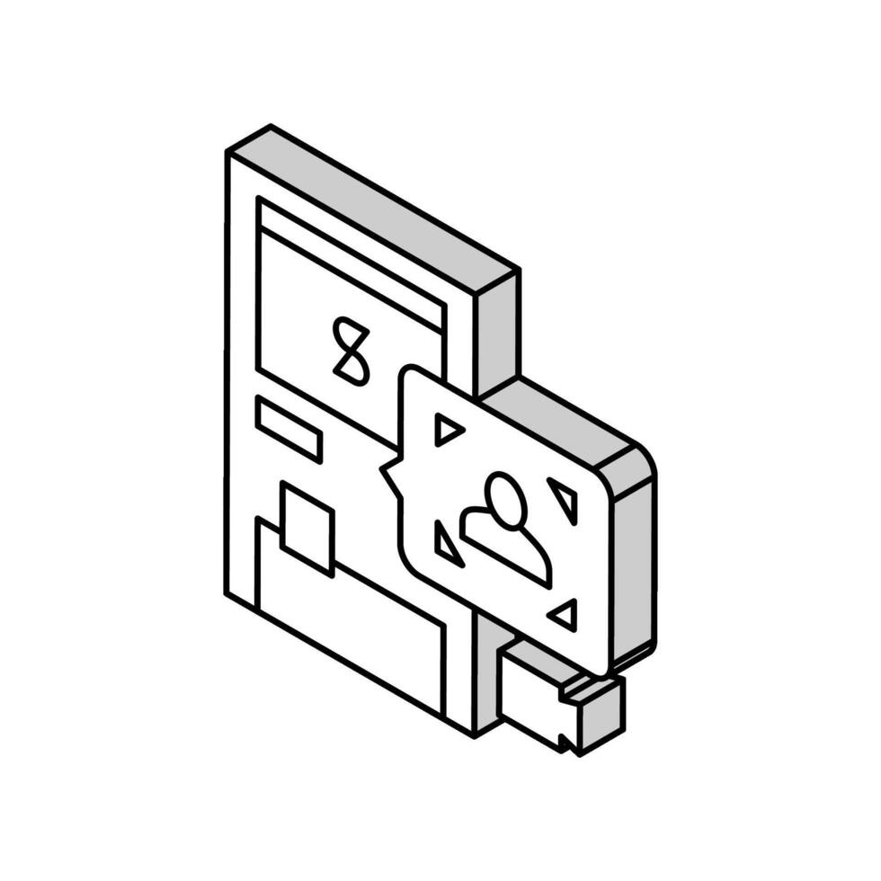 Geldautomat Technologie mit Gesicht Ich würde isometrisch Symbol Vektor Illustration