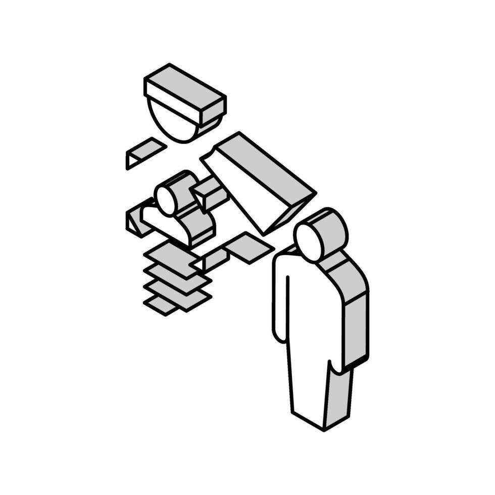 Video Kamera mit Gesicht Ich würde Technologie isometrisch Symbol Vektor Illustration