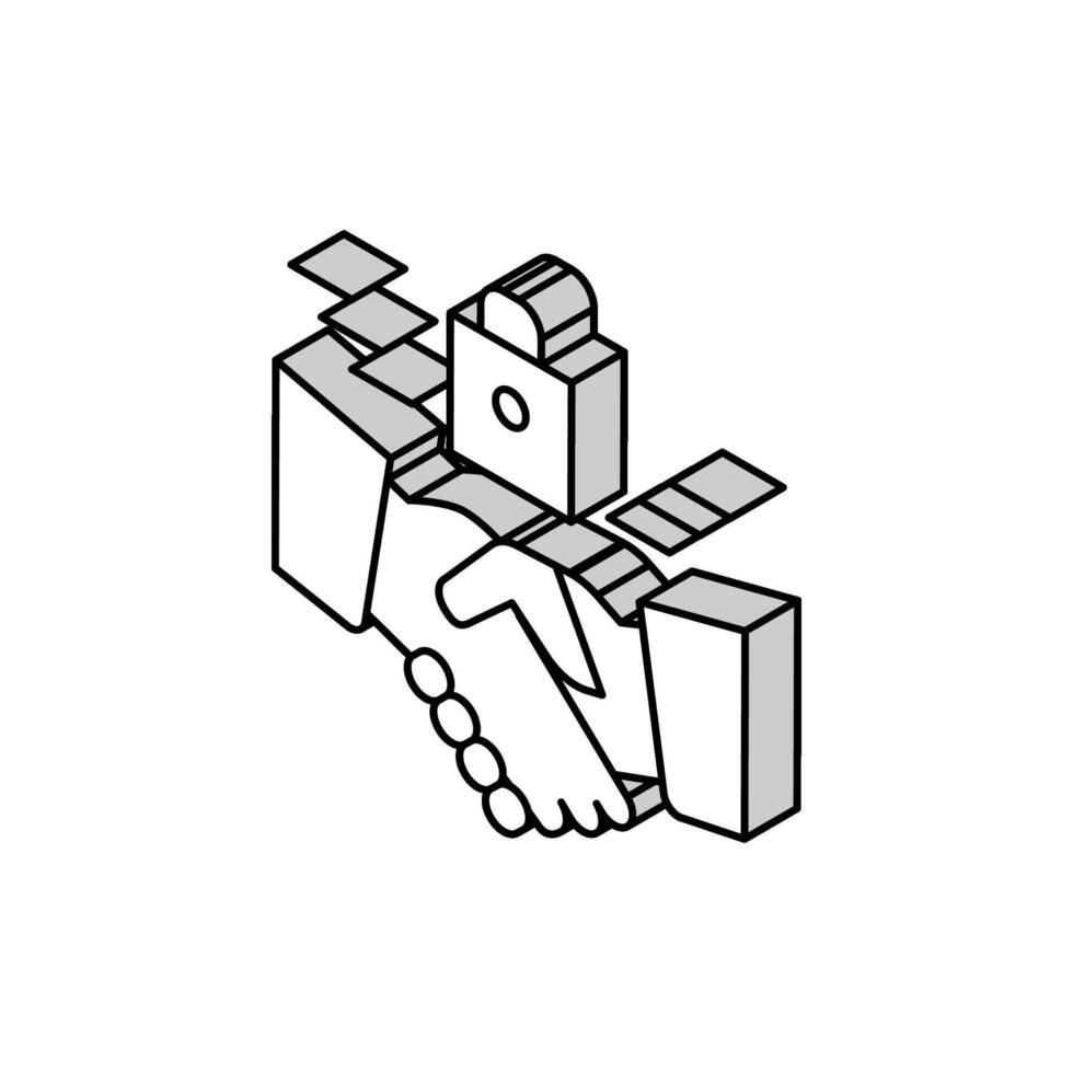 Handschlag Vorhängeschloss isometrisch Symbol Vektor Illustration