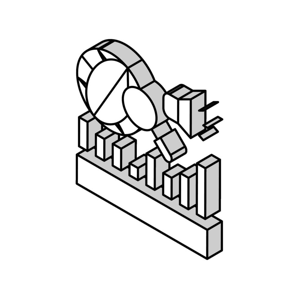 Nachrichten Abdeckung Analyse isometrisch Symbol Vektor Illustration