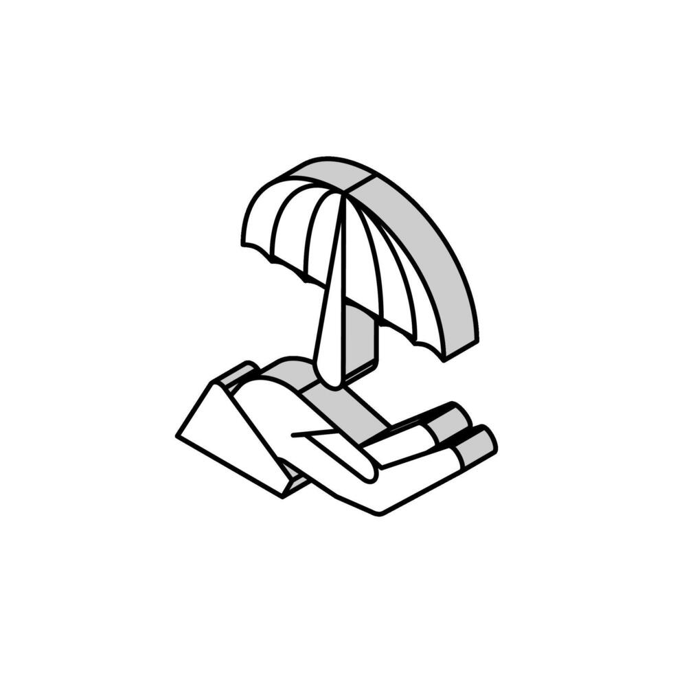 paraply på hand regn skydd isometrisk ikon vektor illustration