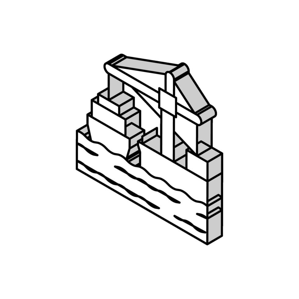 Kran Lader Hafen Maschine isometrisch Symbol Vektor Illustration