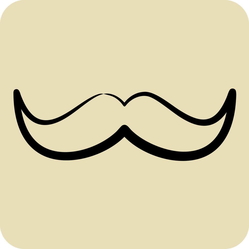 ikon mustasch. relaterad till mode symbol. hand dragen stil. enkel design redigerbar. enkel illustration vektor