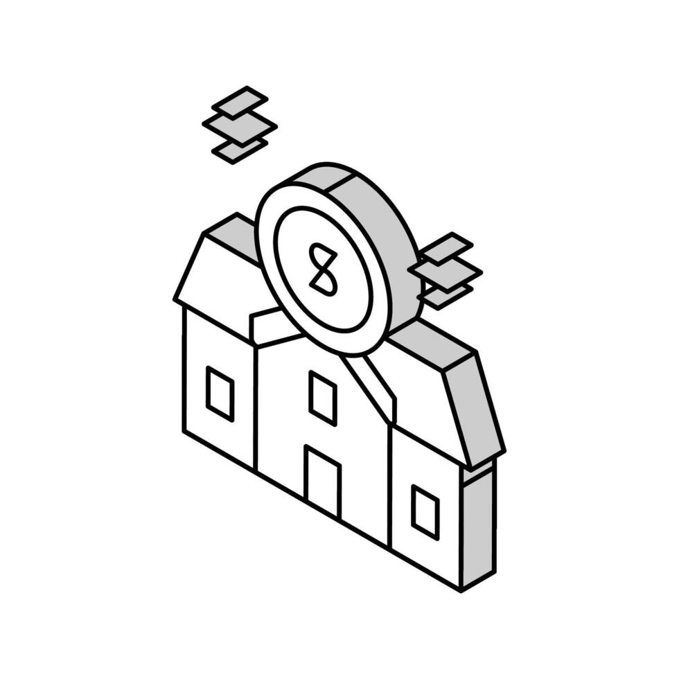 Vermietung Haus Gebäude isometrisch Symbol Vektor Illustration