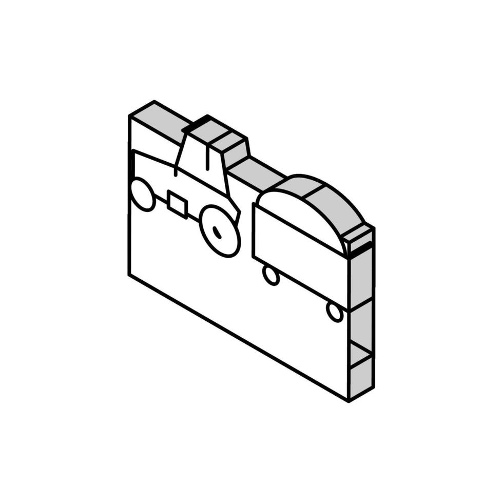 Traktor mit Ernte auf Feld isometrisch Symbol Vektor Illustration