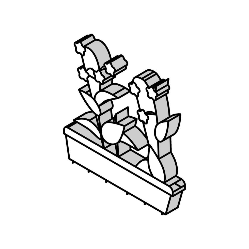 Blumen Gartenarbeit isometrisch Symbol Vektor Illustration