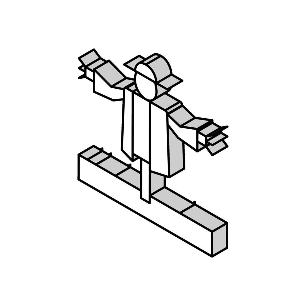scarecrow trädgårdsarbete isometrisk ikon vektor illustration