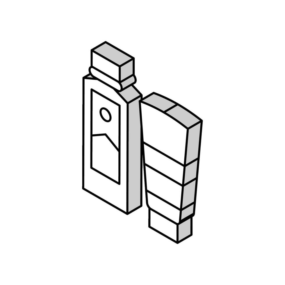 schälen und Gesicht schrubben Gel Container und Peeling Seife Flasche isometrisch Symbol Vektor Illustration