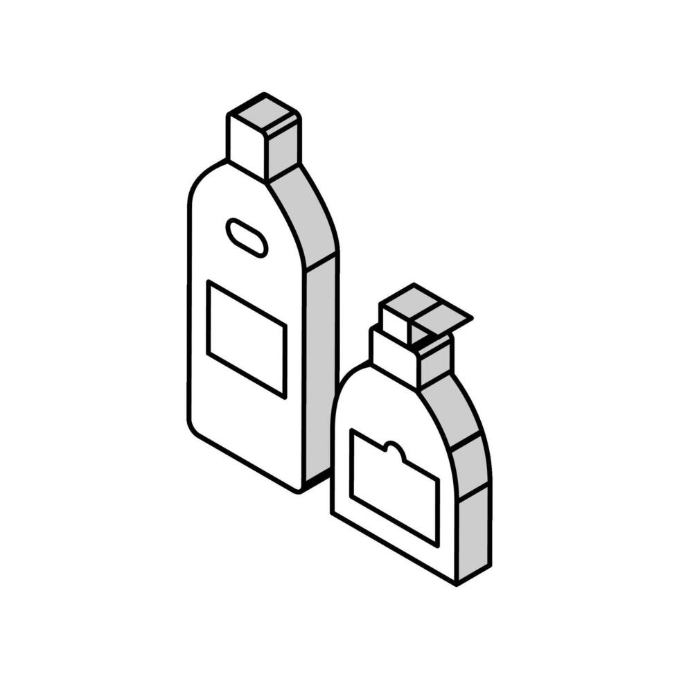 dusch gel, tvål och grädde flaskor isometrisk ikon vektor illustration