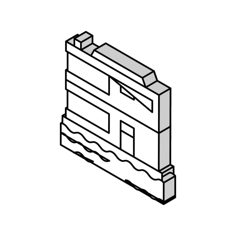 flytande på vatten bostad hus isometrisk ikon vektor illustration