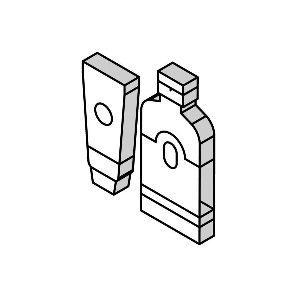 Sonnenschutz Sommer- Haut Pflege Sahne isometrisch Symbol Vektor Illustration