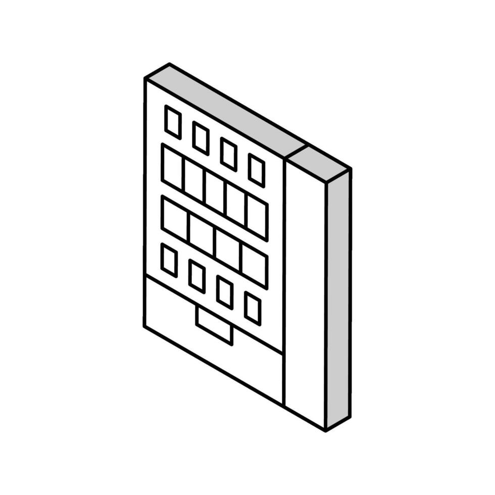 mellanmål försäljning maskin motell isometrisk ikon vektor illustration