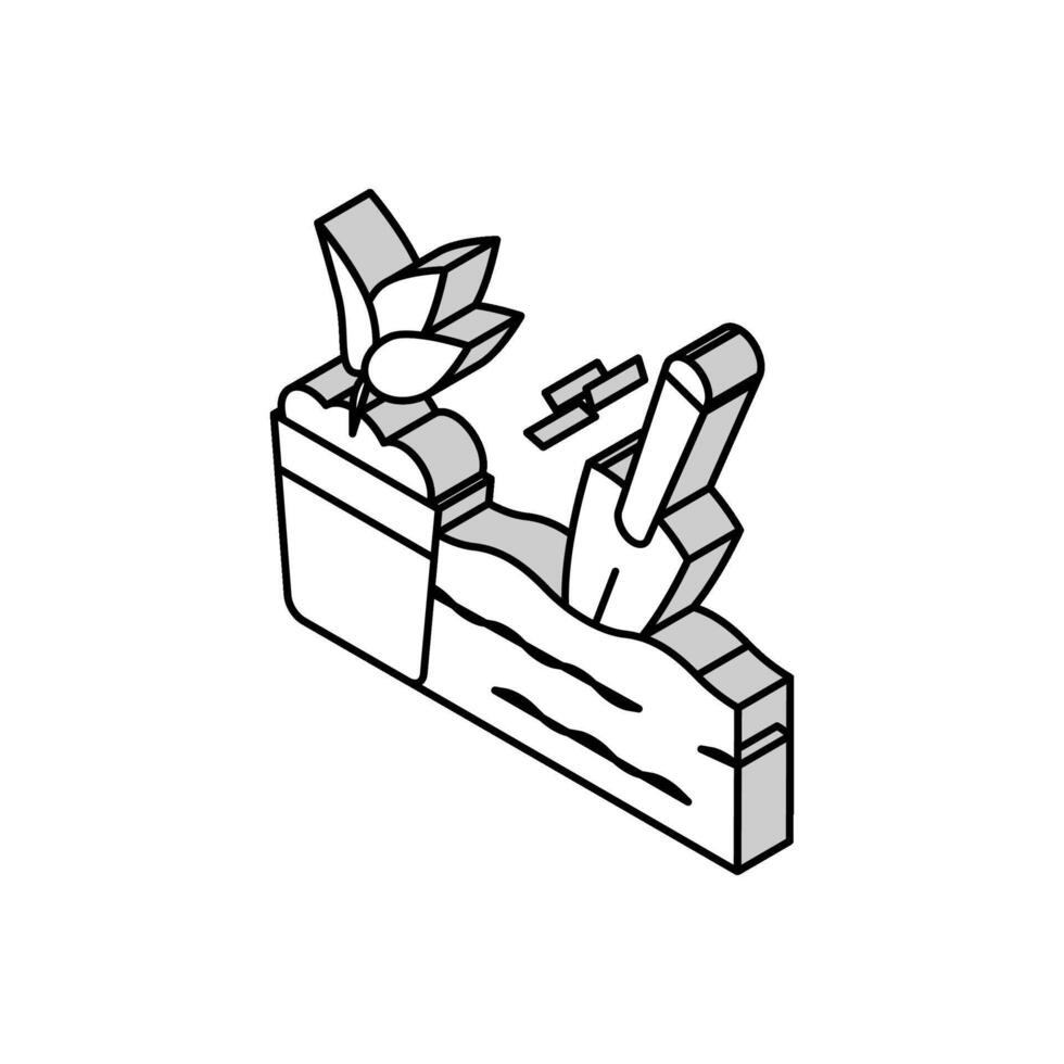 trädgårdsarbete äldre människor ockupation isometrisk ikon vektor illustration