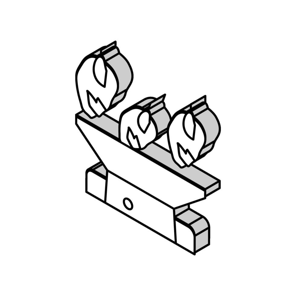 Zerkleinern Maschine Hähnchen Fleisch Fabrik isometrisch Symbol Vektor Illustration