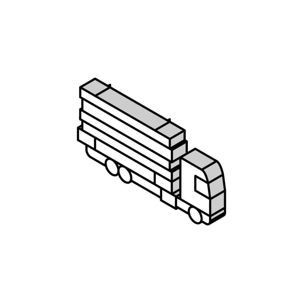 lastbil transport trä timmer isometrisk ikon vektor illustration