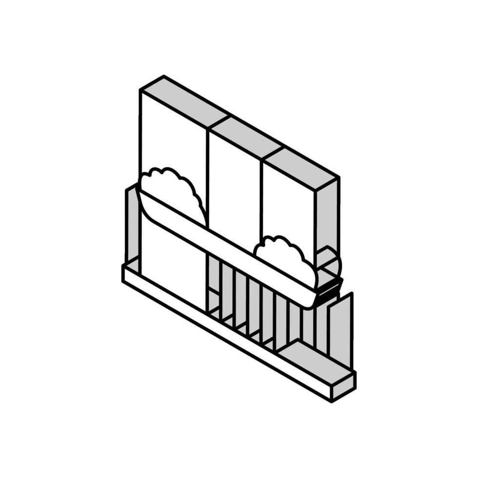 växt på balkong isometrisk ikon vektor illustration