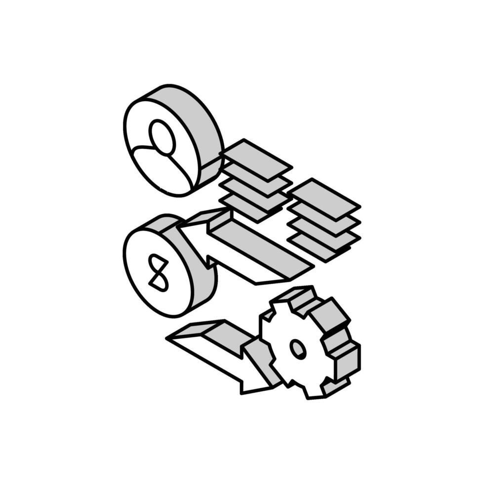 utbyta pengar för arbete isometrisk ikon vektor illustration