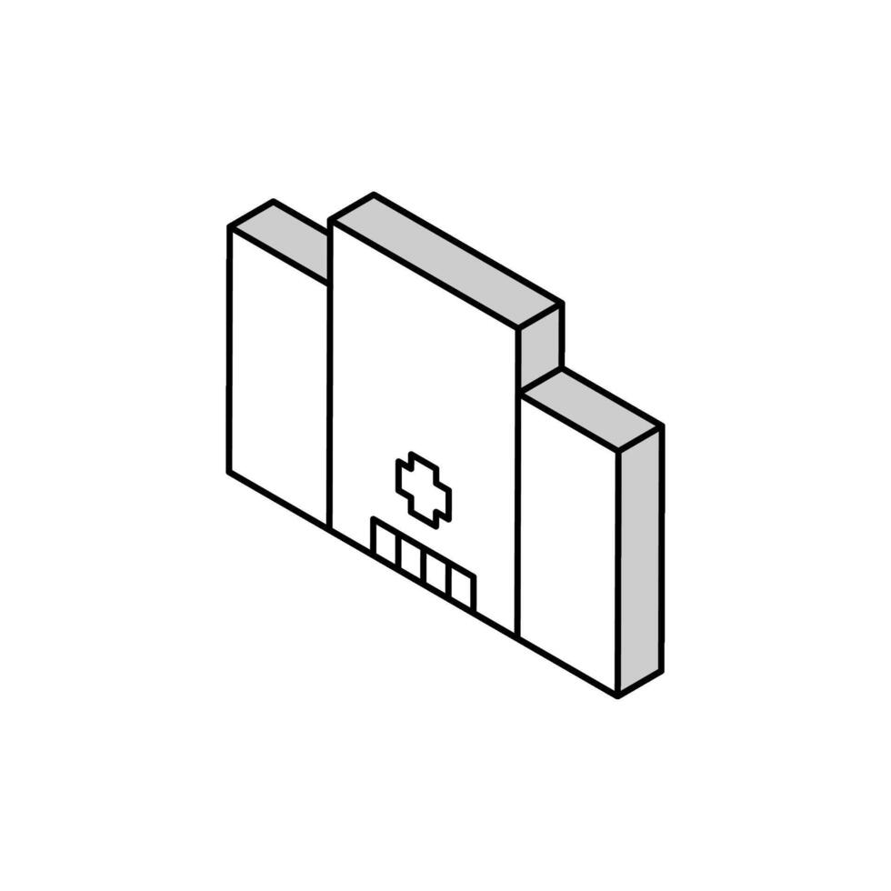 isometrische symbolvektorillustration des krankenhausklinikgebäudes vektor