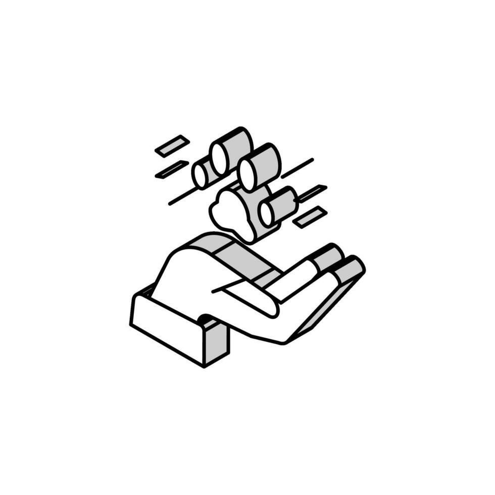 hand håll djur- Tass isometrisk ikon vektor illustration